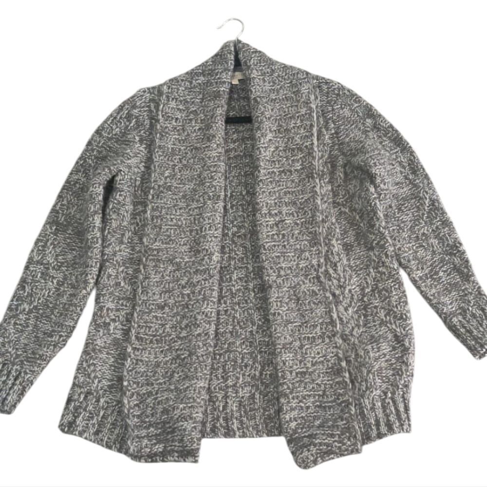 Lineamaglia Italy Chunky Elegant Gray Open Front Cardigan Sweater Size L